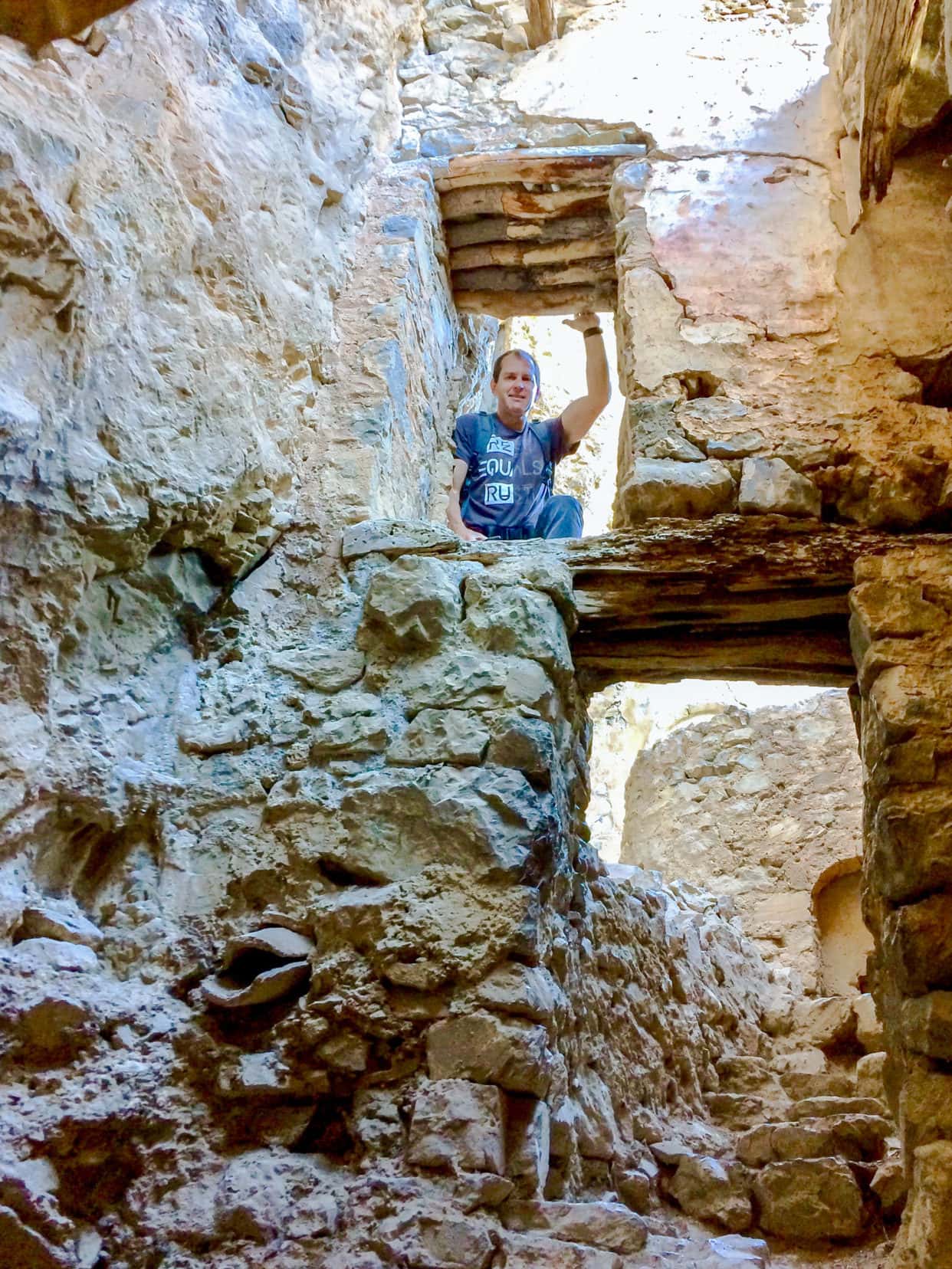 Ancient Philosophou Monastery – tiny doorways and rooms built into the cliff face
