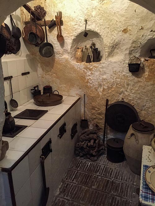 kitchen in a stone cave