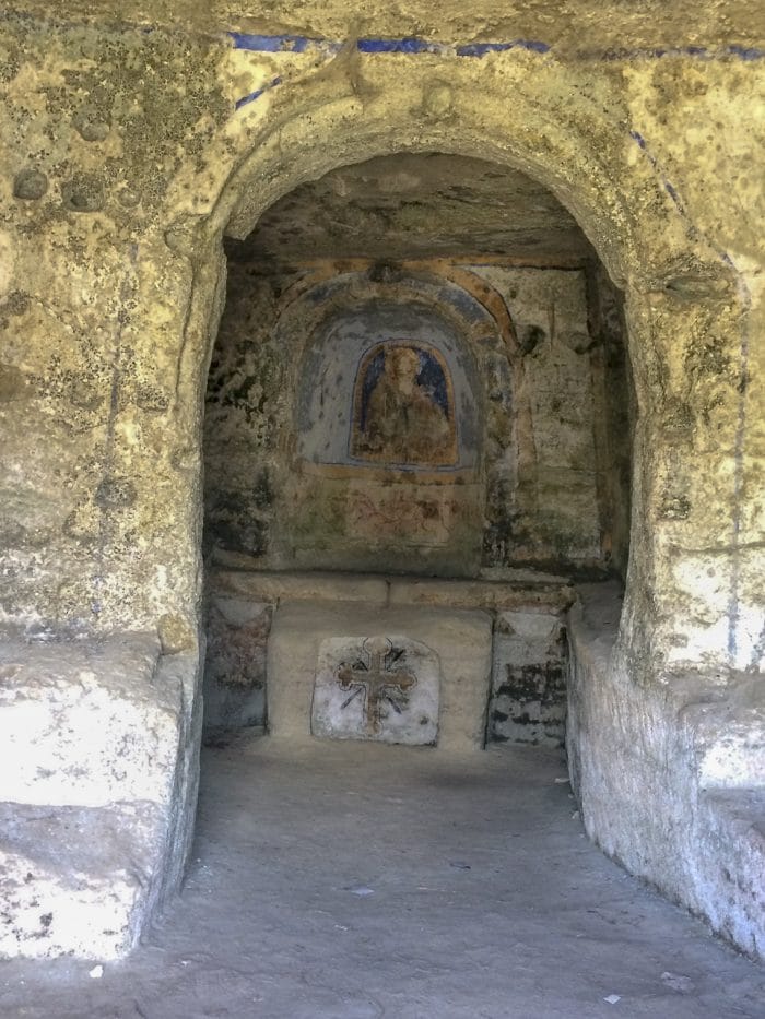 Matera Italy rock church and its peeling frescoes 