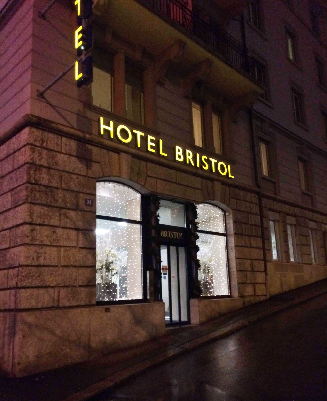 Outside of the Hotel Bristol in Zurich