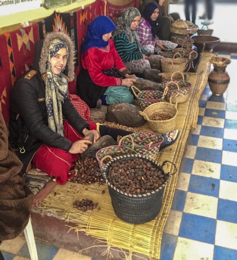 Argan Oil Women’s Cooperative showing the process of oil extraction