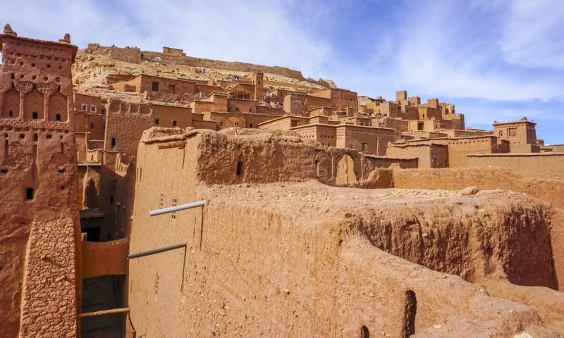 Looking over the Kasbah roofs to the granary on the very top of the hill