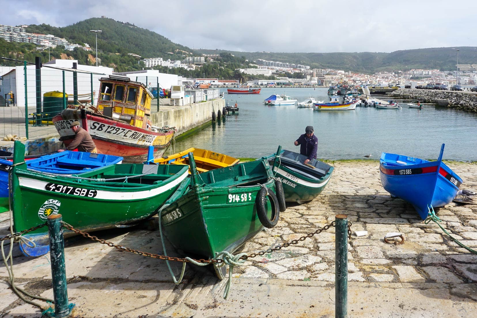 Sesimbra’s brightly-coloured fishing boats 