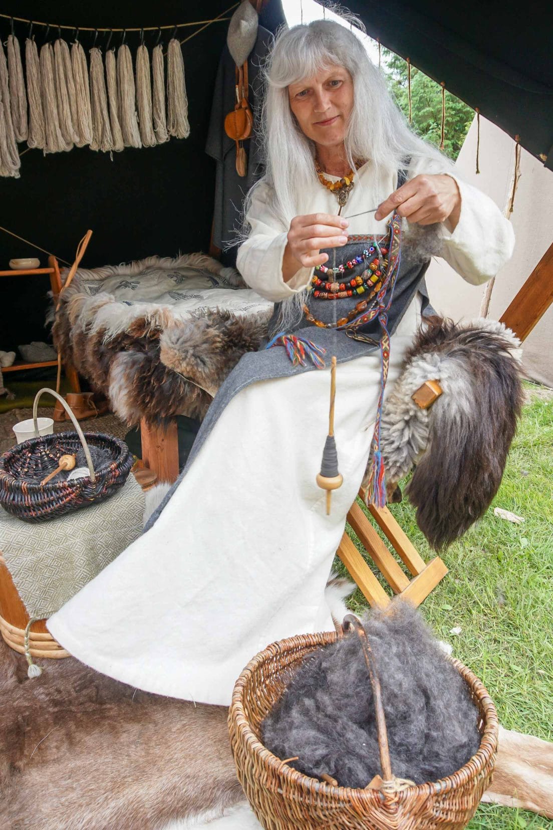 Viking-art-of-spinning-wool-