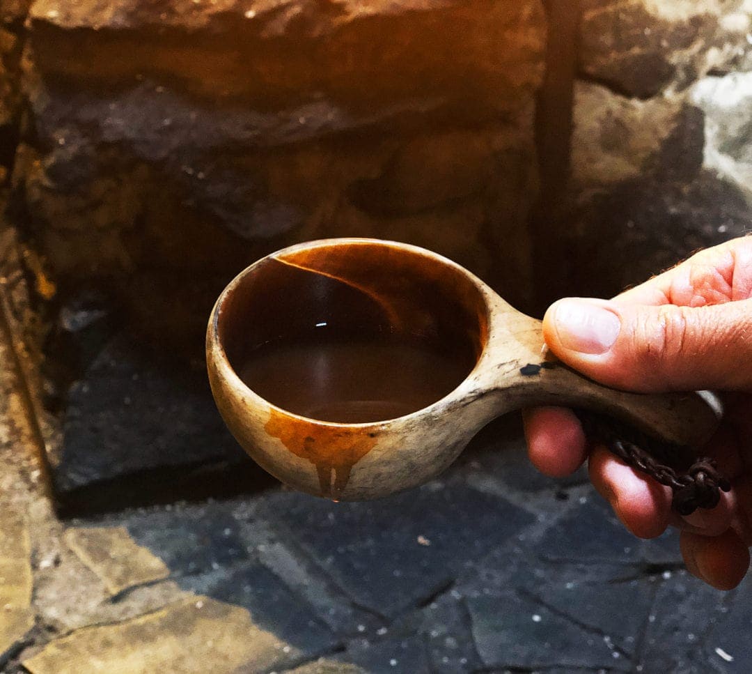 sami coffee in a wooden bowl like cup