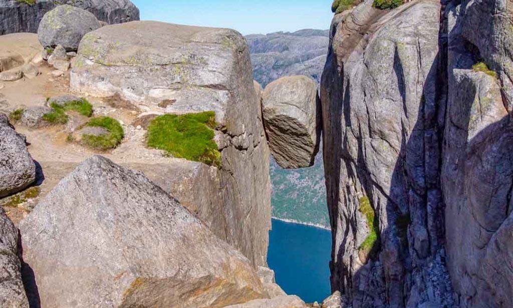 kjeragbolten Hike boulder over Lysefjorden  - Hiking Norway