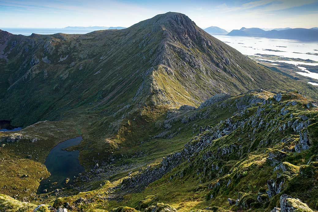 Spectacular views of the mountains and sea during the Dronningruta hike