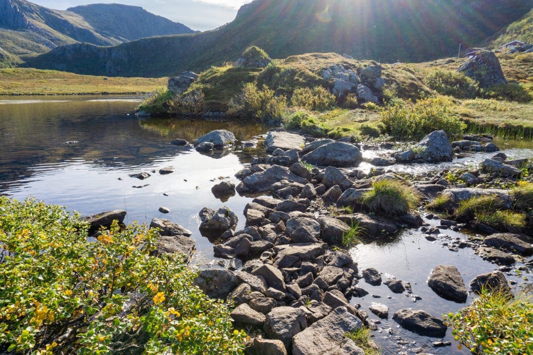 Rock over a stream on the Dronningruta hike