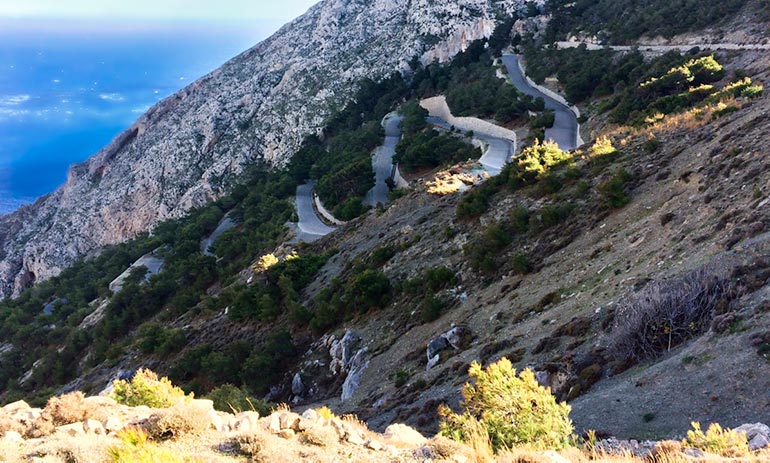 Windy road up the Meso Vouno Mountain