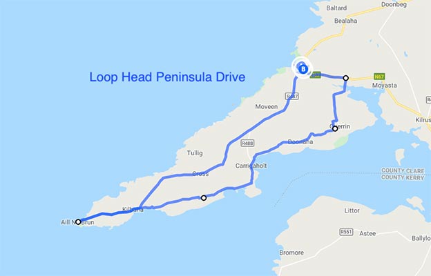 loop Head Peninsula Drive map