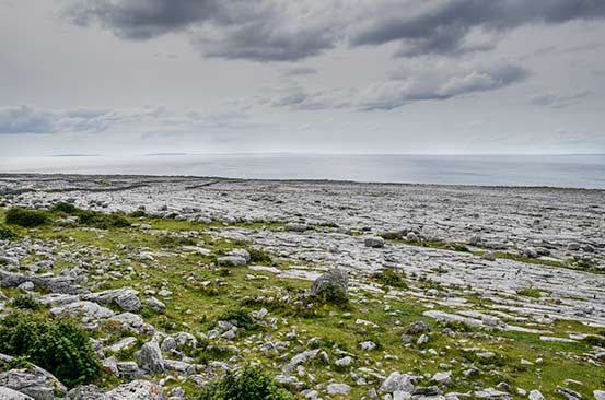 White weather limestone slabs of rock near the sea