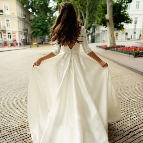Girl in a white wedding dress