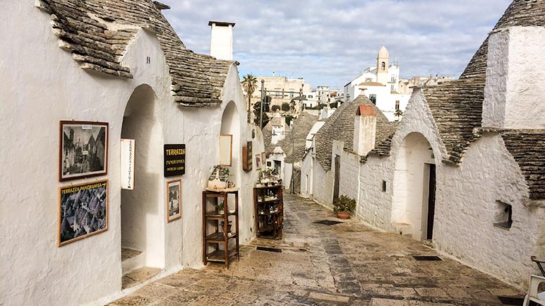 Alberobello Street of Trulli shops 