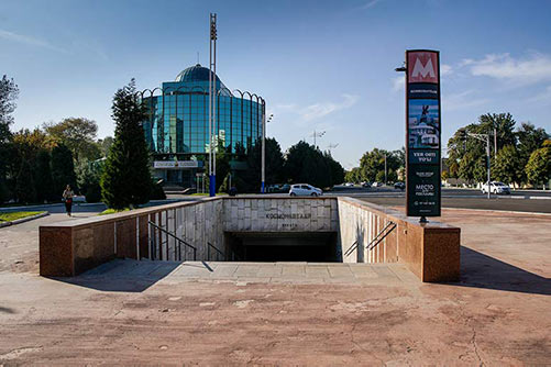 Entrance to Tashkent metro subway station uzbekistan