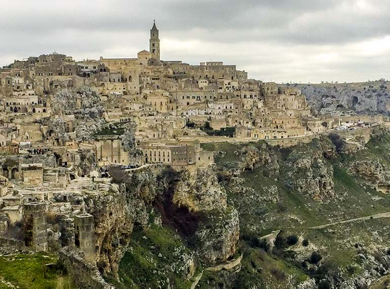 View of Matera from the other side of the Ravine