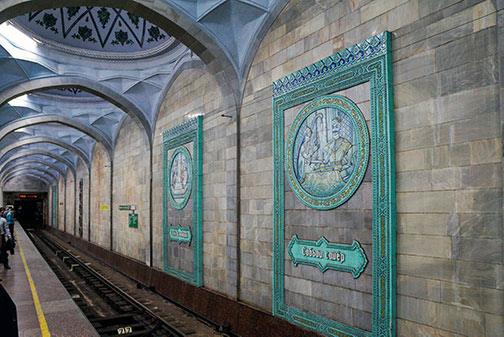 colourful underground Tashkent metro station