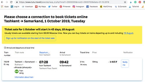 Train ticket online booking sample 