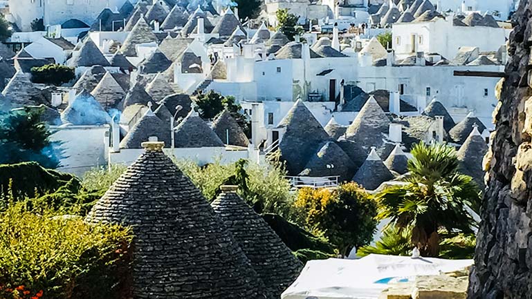 View across the Aberobello Trulli roofs