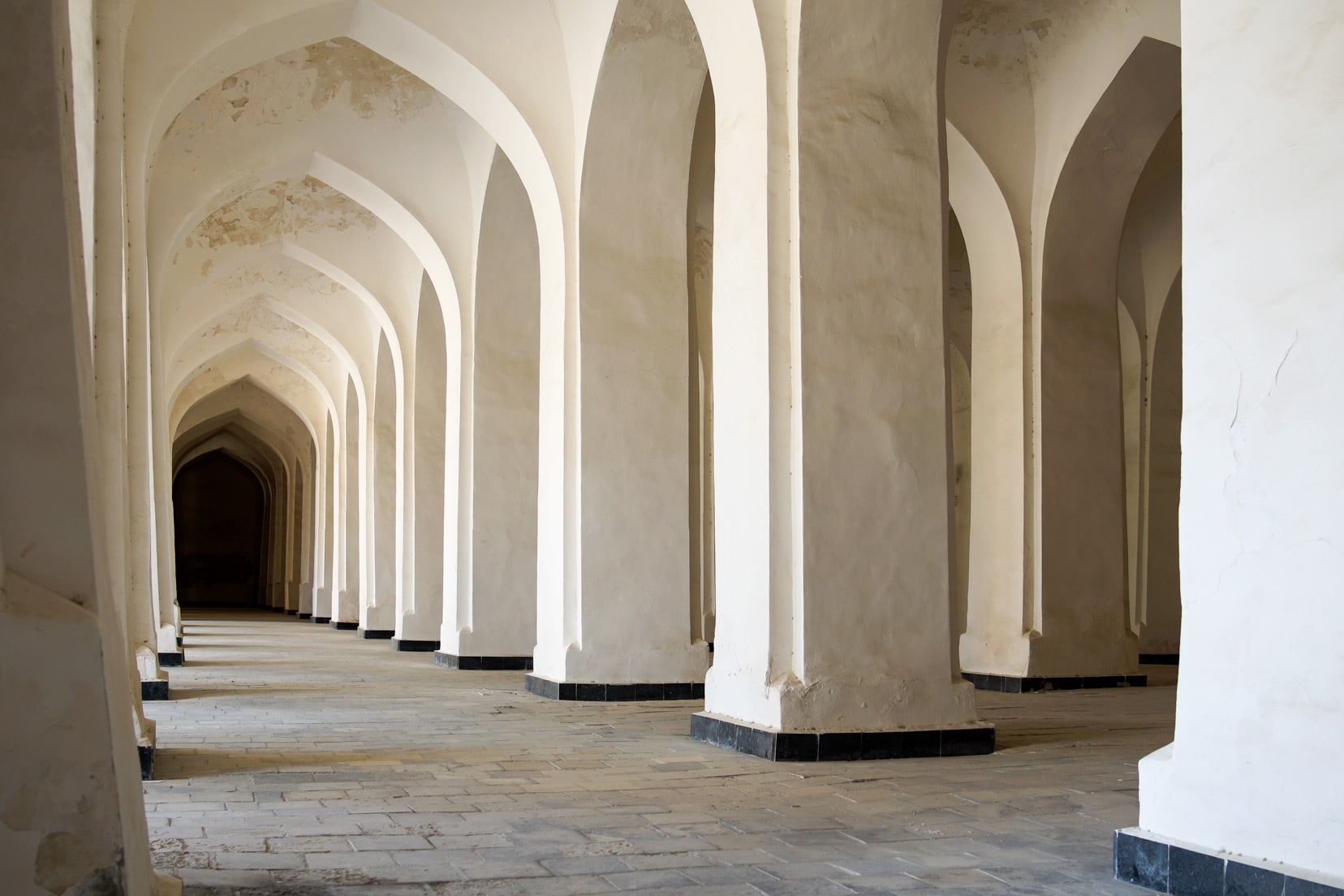 system of pillars inside Poi Kalyan Mosque, Bukhara