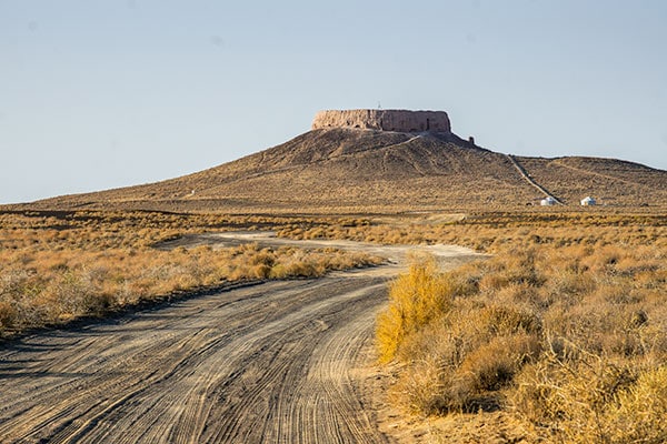 Earthen round fortress like structure in the desert