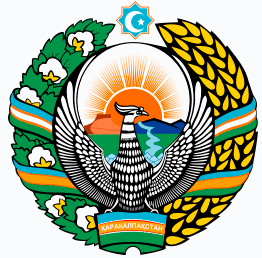 Karakalpakstan national emblem with Chilpik Kala and Amu Darya river