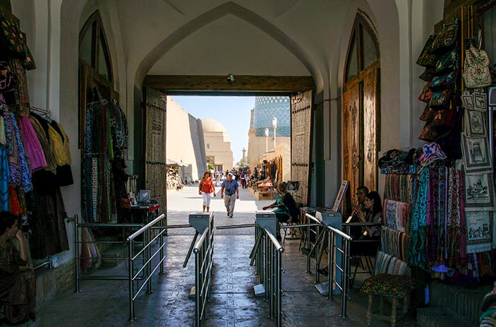 Khiva's western gate access where you can buy tickets to the old city attractions