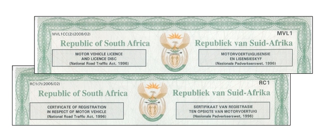 South African car rego papers