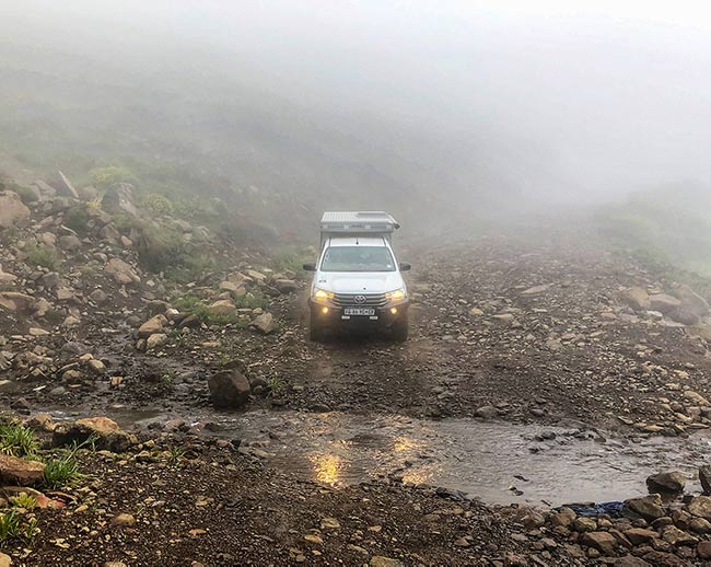 Our Hilux traversing the Sani Pass, South Africa