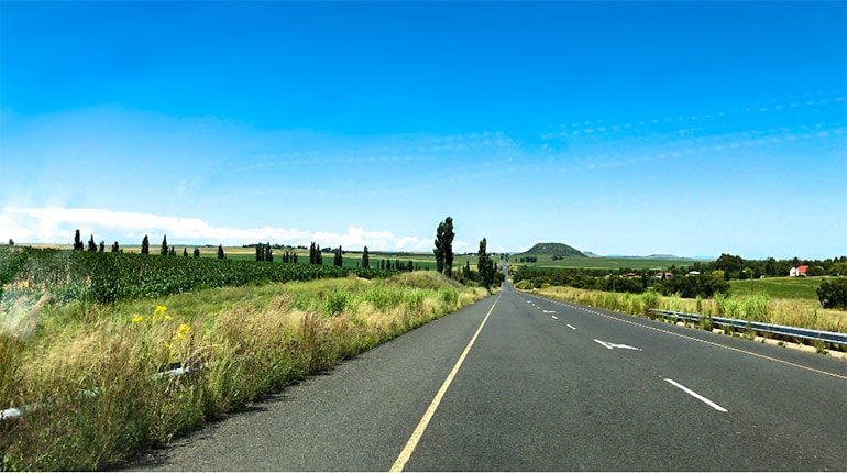 South Africa road with shoulder lane yellow line South Africa road with shoulder lane yellow line