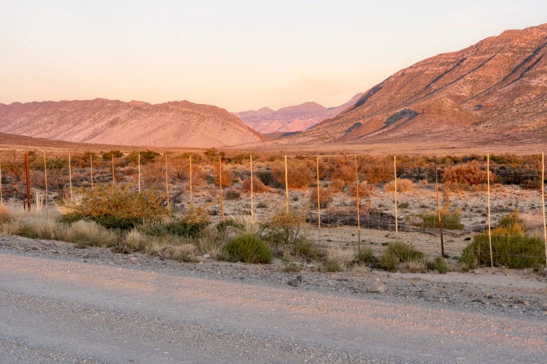 mountain range at sunset