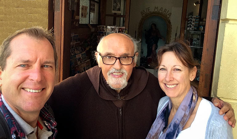 Selfie with a Capuchin Monk at Palermo catacombs