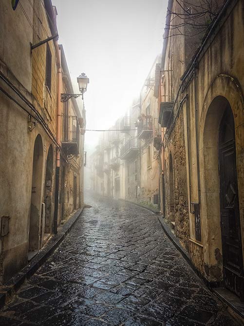 Misty Street in Enna Sicily