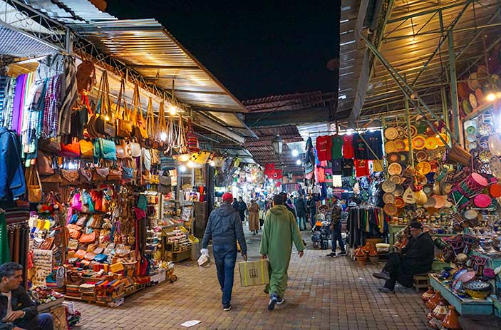 Colourful but hectic markets in Marrakech