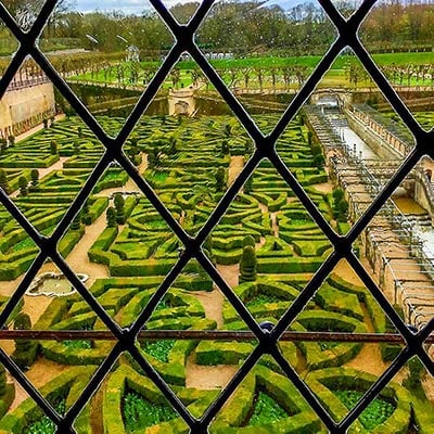 loire valley itinerary - window view to the chateau gardens