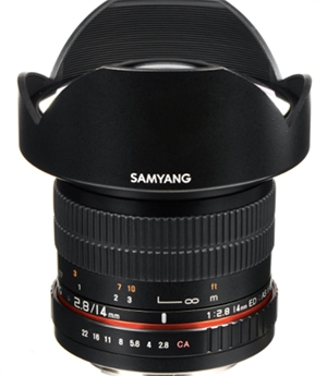 Samyang F2.0 14mm manual focussing lens