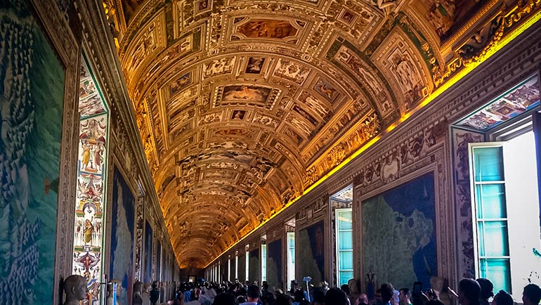 Inside the Vatican - painted ceiling 