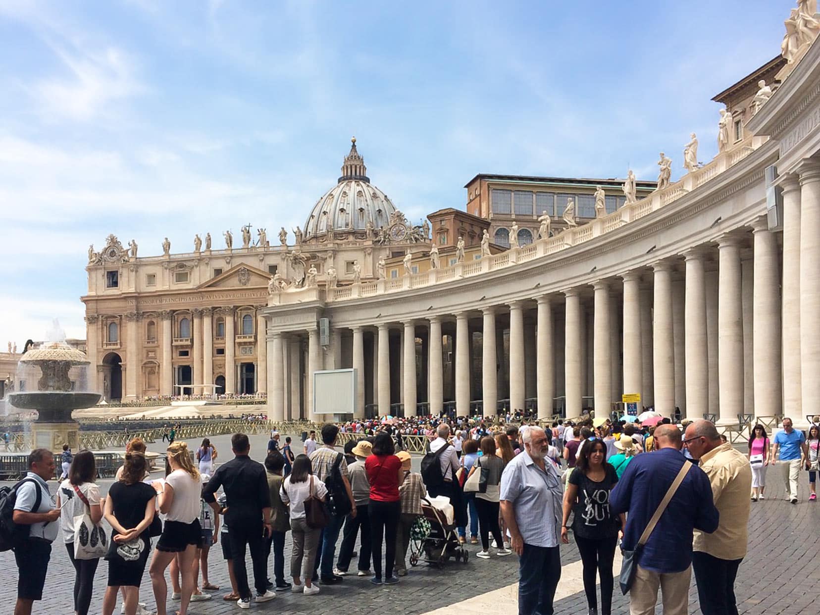 crowds at Basilica in Rome, Italy