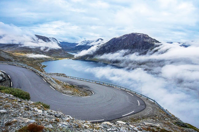 winding road overlooking a fjord