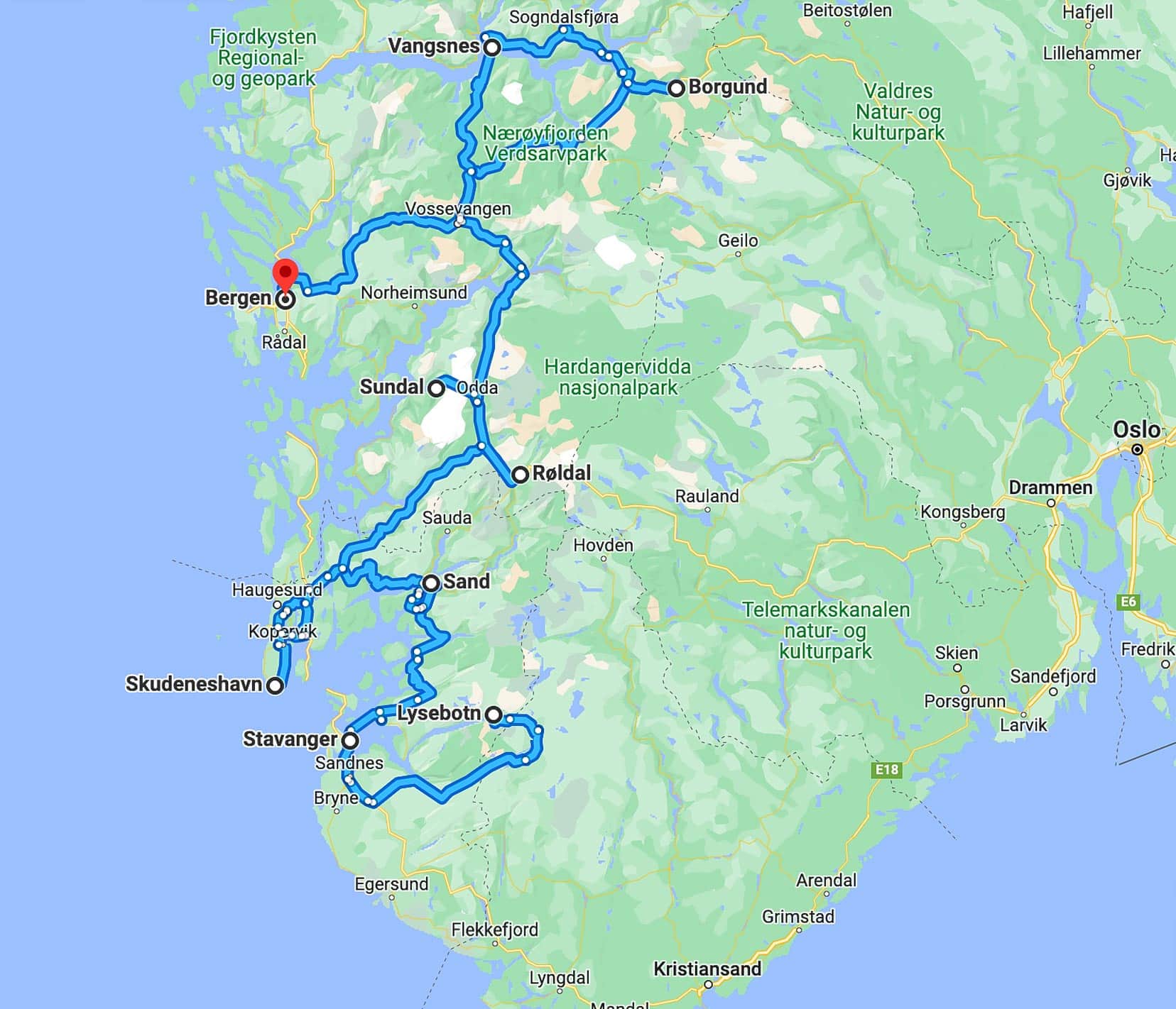 Norway-2-week-itinerary-map