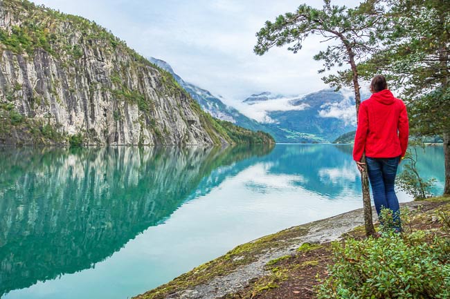 mountain reflection on a mirrored lake