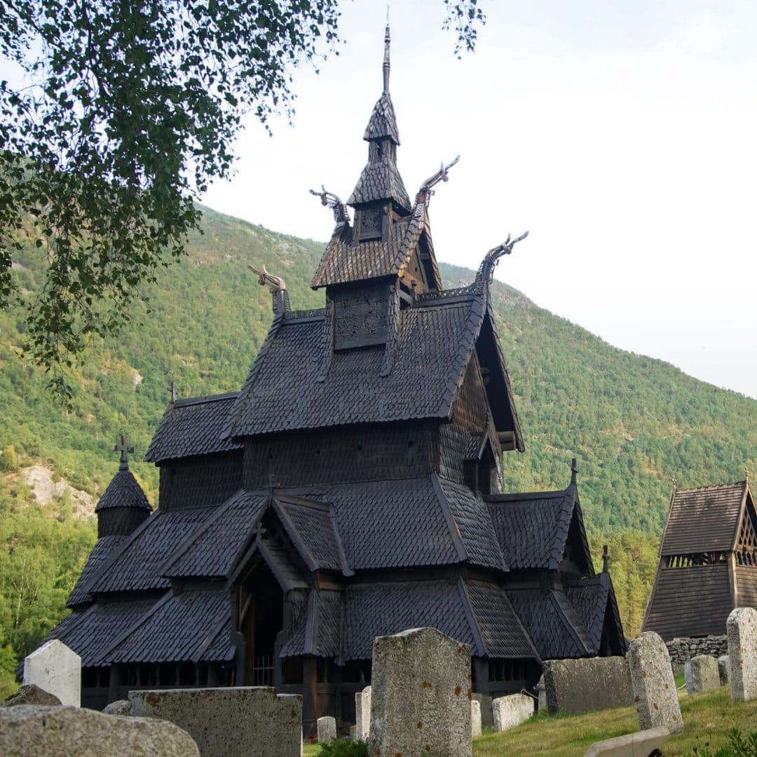black timbered stave church