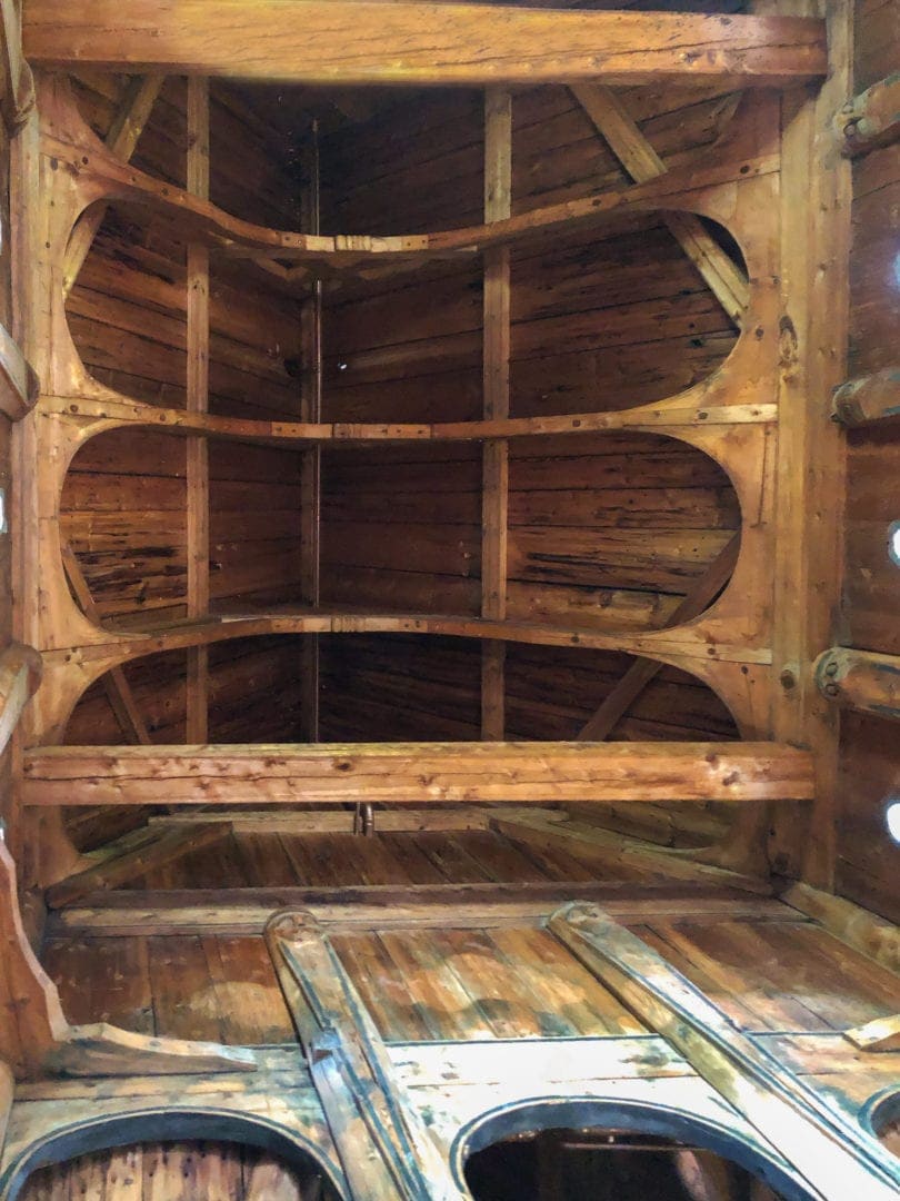 Borgund stave church roof interior.