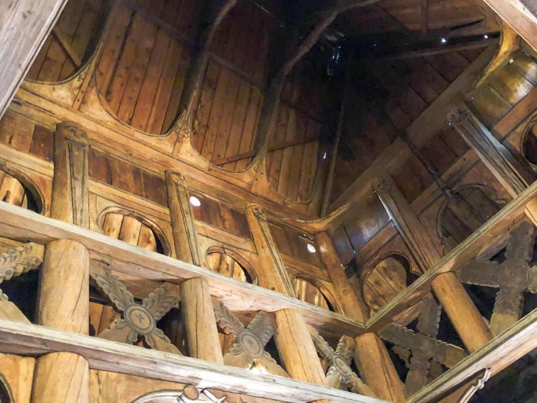 gol stave church wooden roof structures ininterior