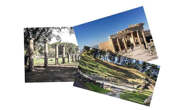 Greece Ruins, columns and seating