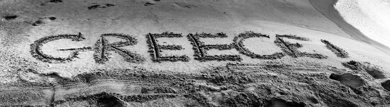 Greece written in sand