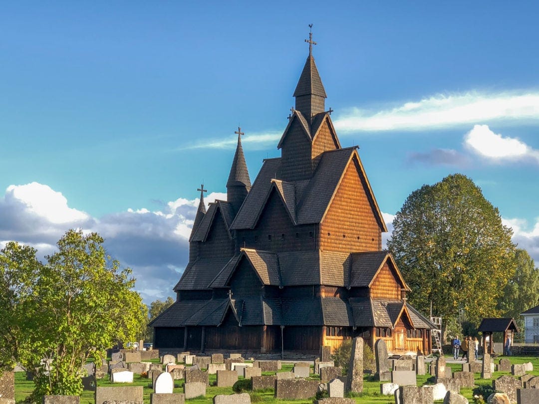 Heddal stave church with cemetery