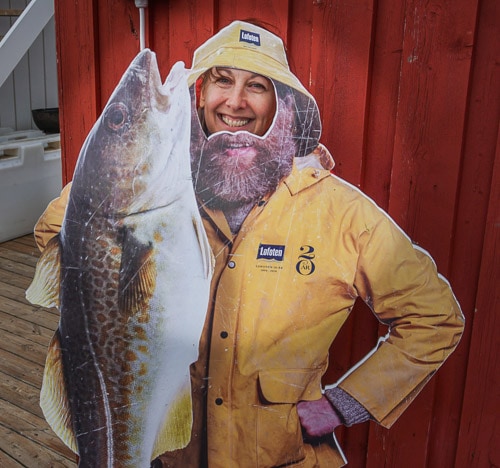 Fun photo of a face in a cod fisherman cardboard cut out