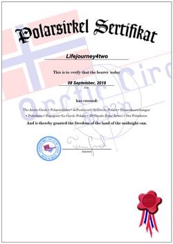 circle crossing polar bodo trondheim certificate lifejourney4two arctic trip road