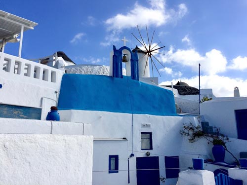 Santorini blue and white houses