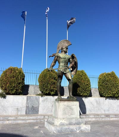 Spartan soldier statue in Sparta